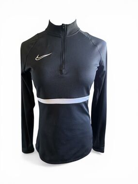 Nike Black Long-Sleeve 1/4 Zip Pullover with White Chest Stripe